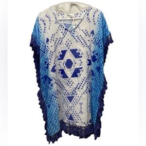 Cupshe cover up swimsuit one size fits most fringe blue boho new with tags